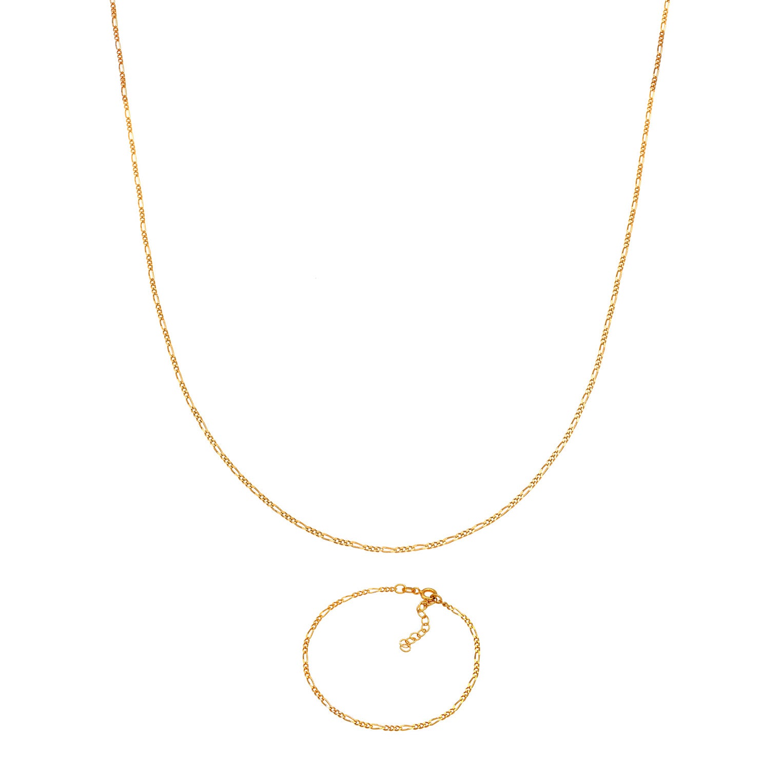 Gold - Elli | Figaro-Schmuckset  | 925 Sterling Silber vergoldet