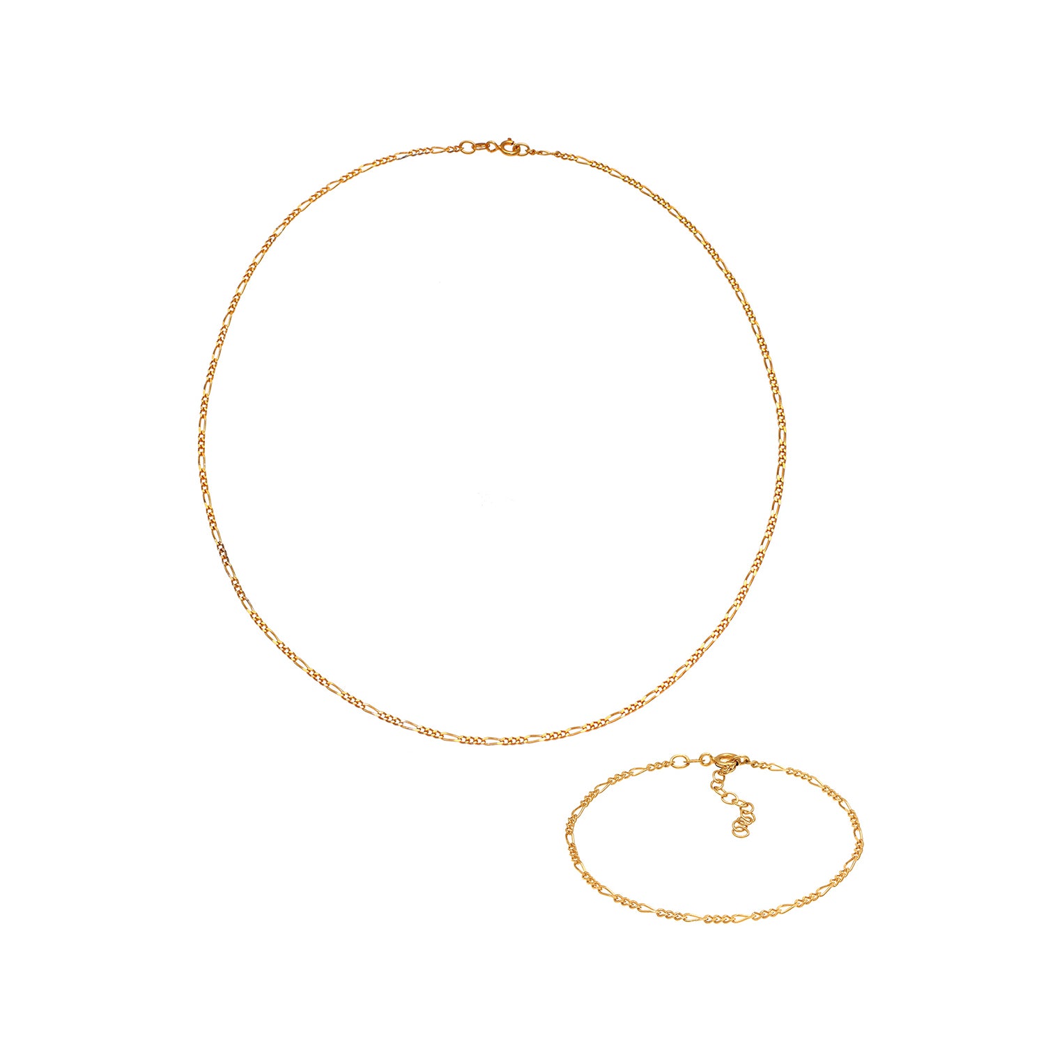 Gold - Elli | Figaro-Schmuckset  | 925 Sterling Silber vergoldet