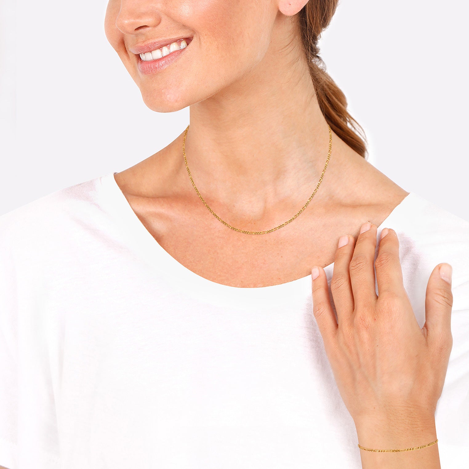 Gold - Elli | Figaro-Schmuckset  | 925 Sterling Silber vergoldet