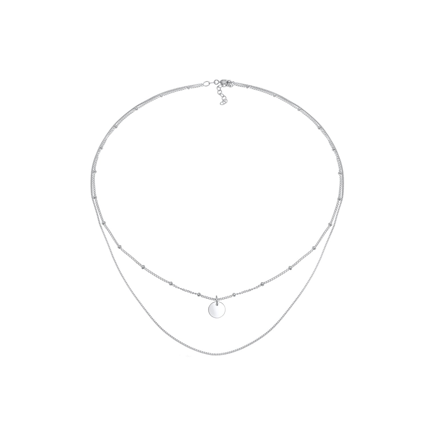 Silber - Elli | Venezianer-Layer-Halskette Geo | 925er Sterling Silber