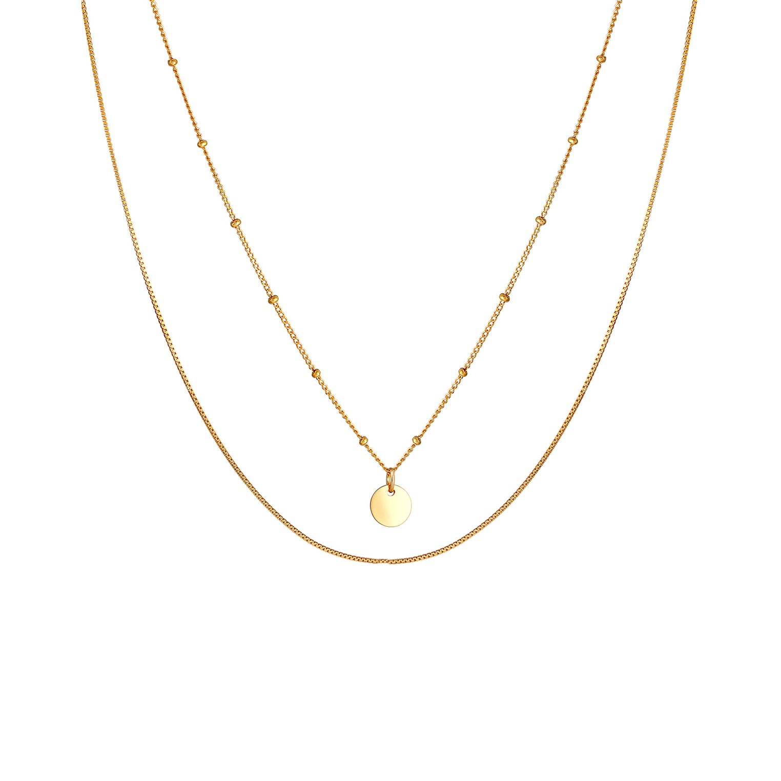 Gold - Elli | Venezianer-Layer-Halskette Geo | 925 Sterling Silber vergoldet