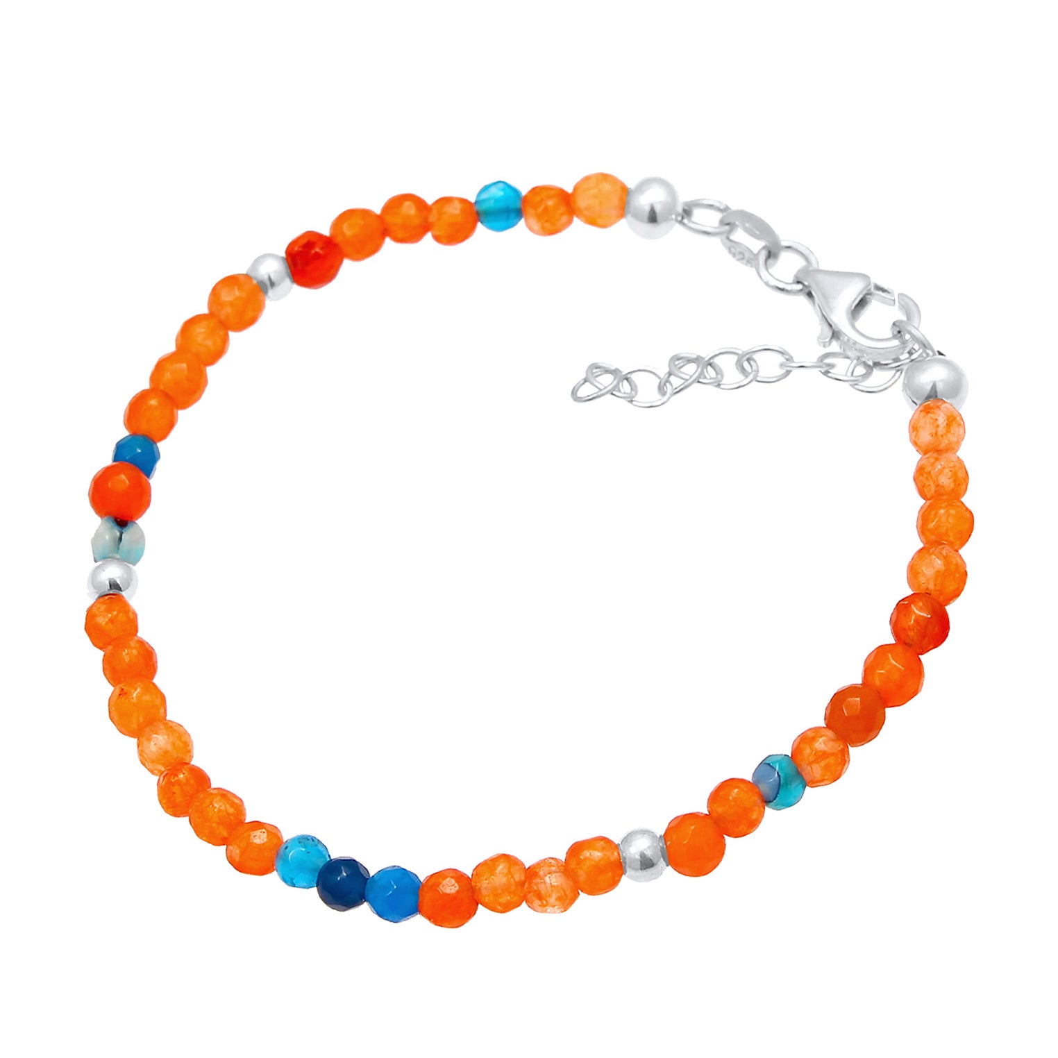 Bunt - Nenalina | Glieder-Armband Bead | Achat ( Orange ) | 925er Sterling Silber