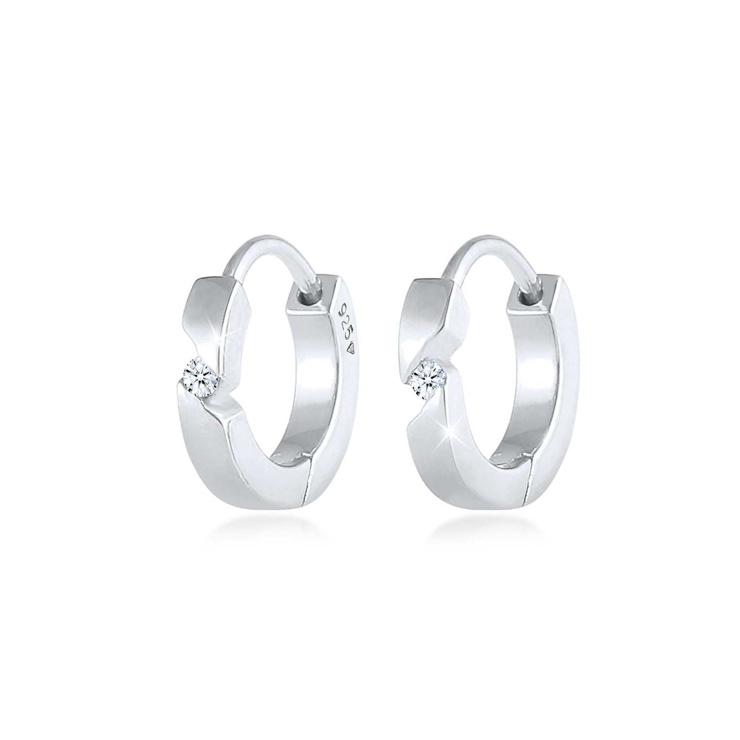 Silber - Elli DIAMONDS | Creole | Diamant ( Weiß, 0,03 ct ) | 925er Sterling Silber