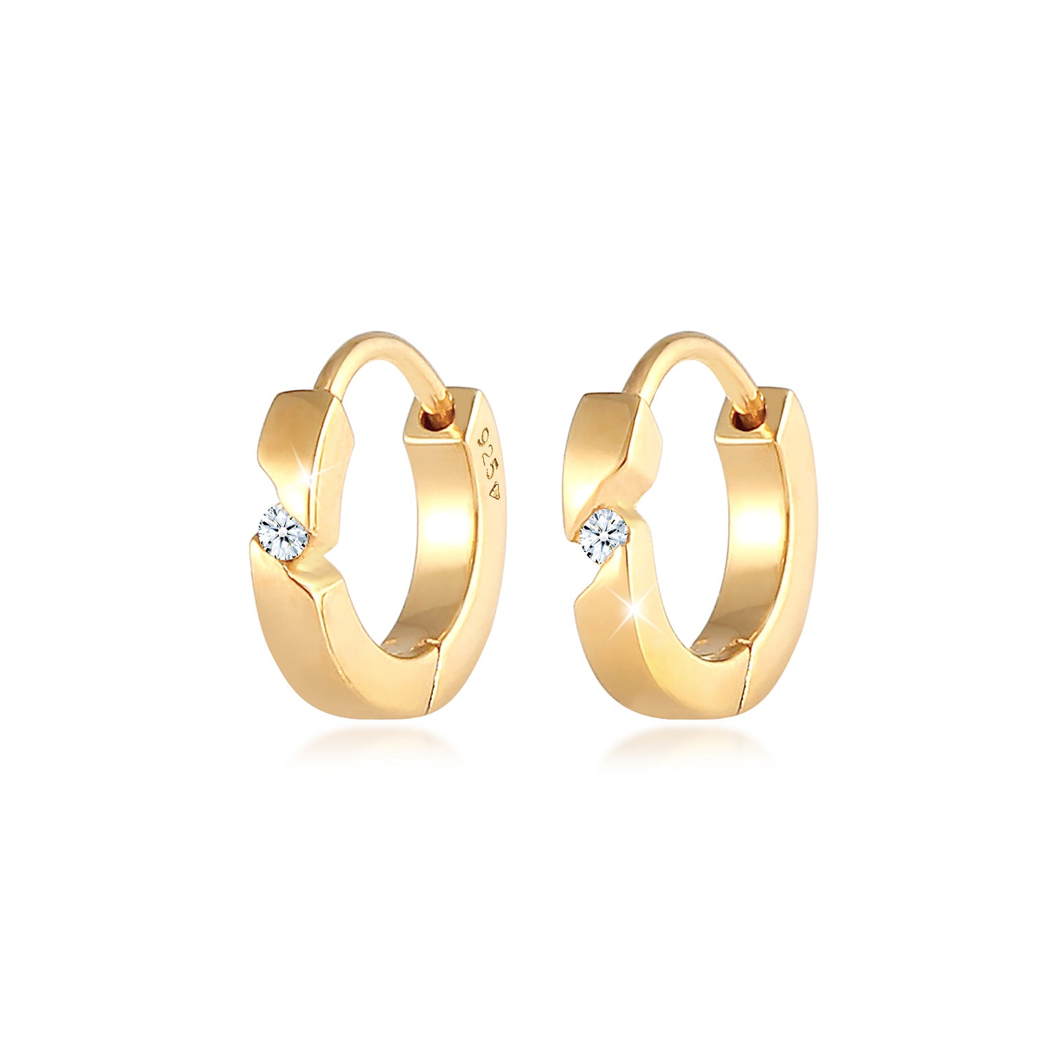 Gold - Elli DIAMONDS | Creole | Diamant ( Weiß, 0,03 ct ) | 925 Sterling Silber vergoldet