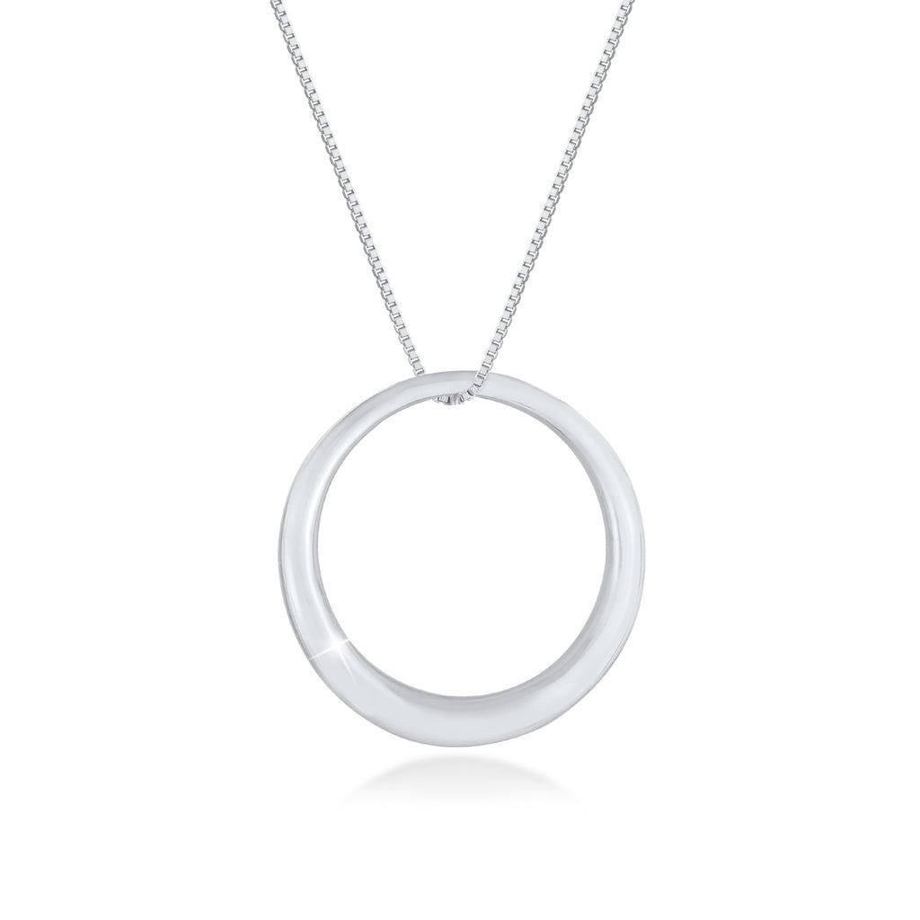 Silber - Elli | Lange Venezianer-Halskette Kreis | 925er Sterling Silber
