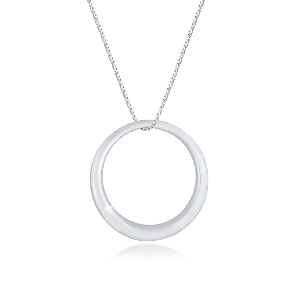 Silber - Elli | Lange Venezianer-Halskette Kreis | 925er Sterling Silber