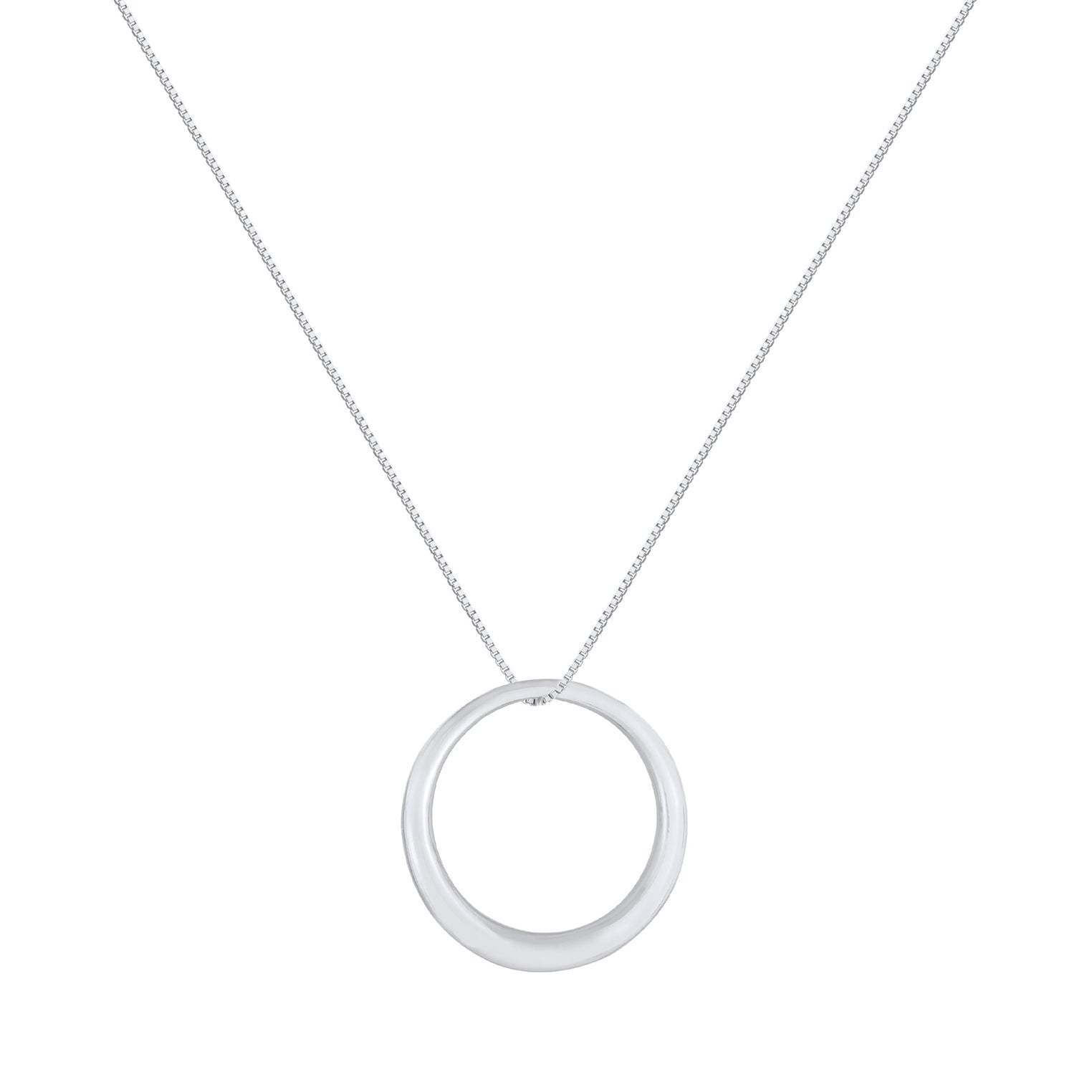 Silber - Elli | Lange Venezianer-Halskette Kreis | 925er Sterling Silber