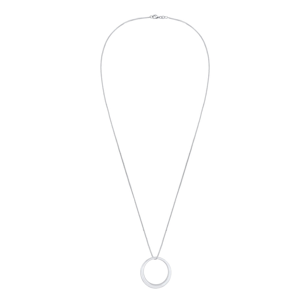Silber - Elli | Lange Venezianer-Halskette Kreis | 925er Sterling Silber