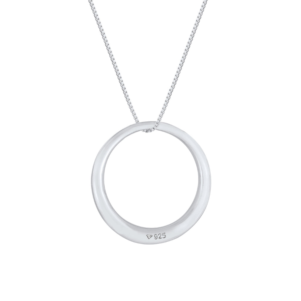 Silber - Elli | Lange Venezianer-Halskette Kreis | 925er Sterling Silber