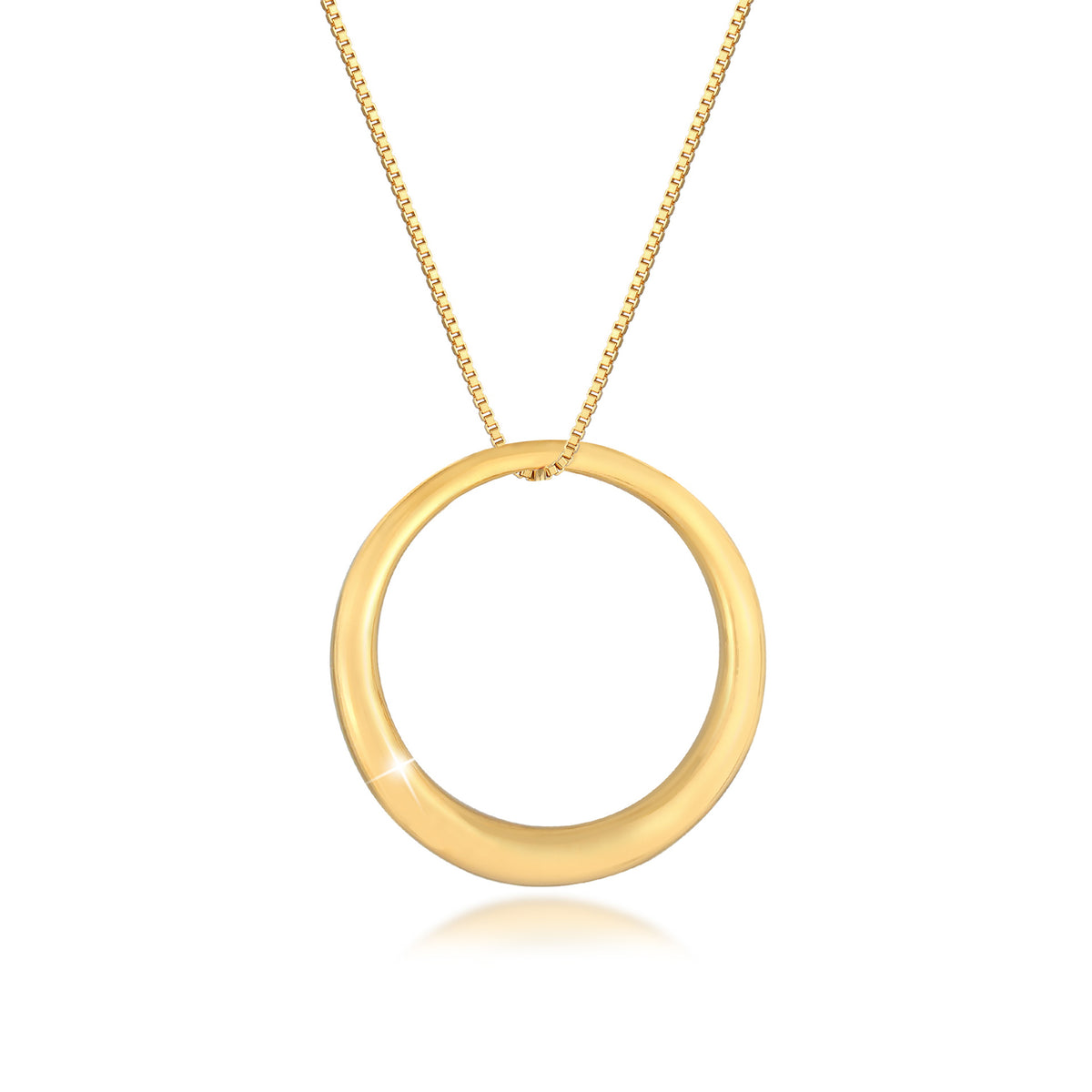 Gold - Elli | Lange Venezianer-Halskette Kreis | 925 Sterling Silber vergoldet