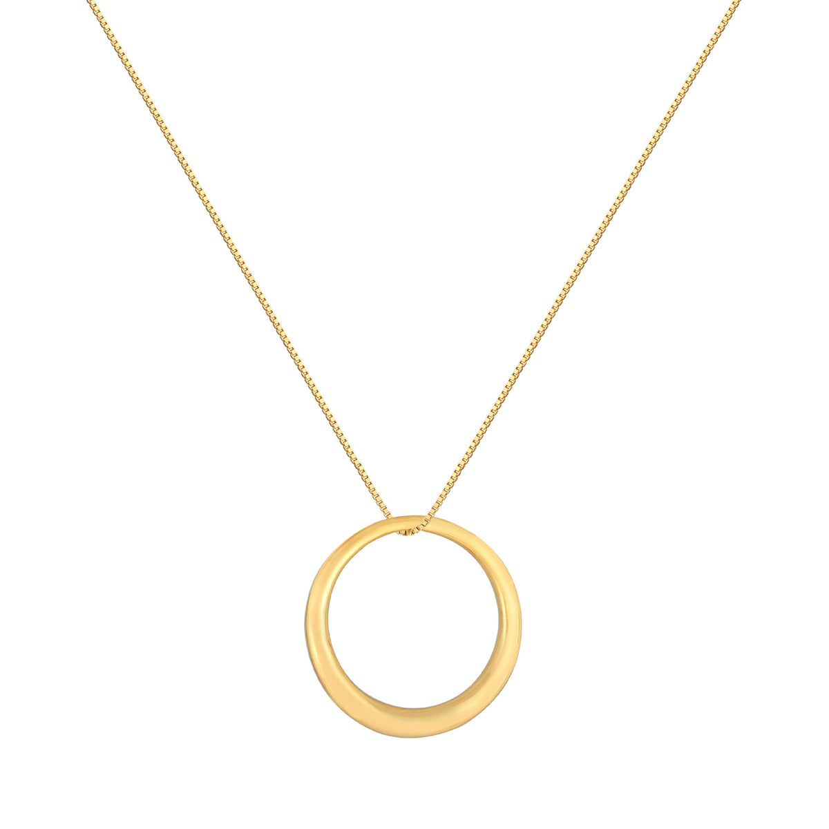 Gold - Elli | Lange Venezianer-Halskette Kreis | 925 Sterling Silber vergoldet