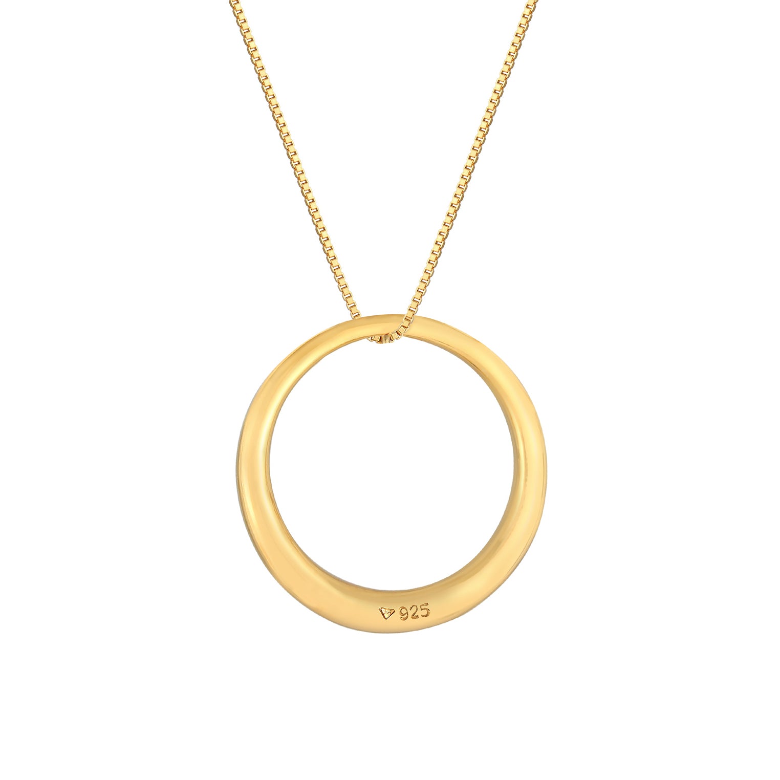 Gold - Elli | Lange Venezianer-Halskette Kreis | 925 Sterling Silber vergoldet