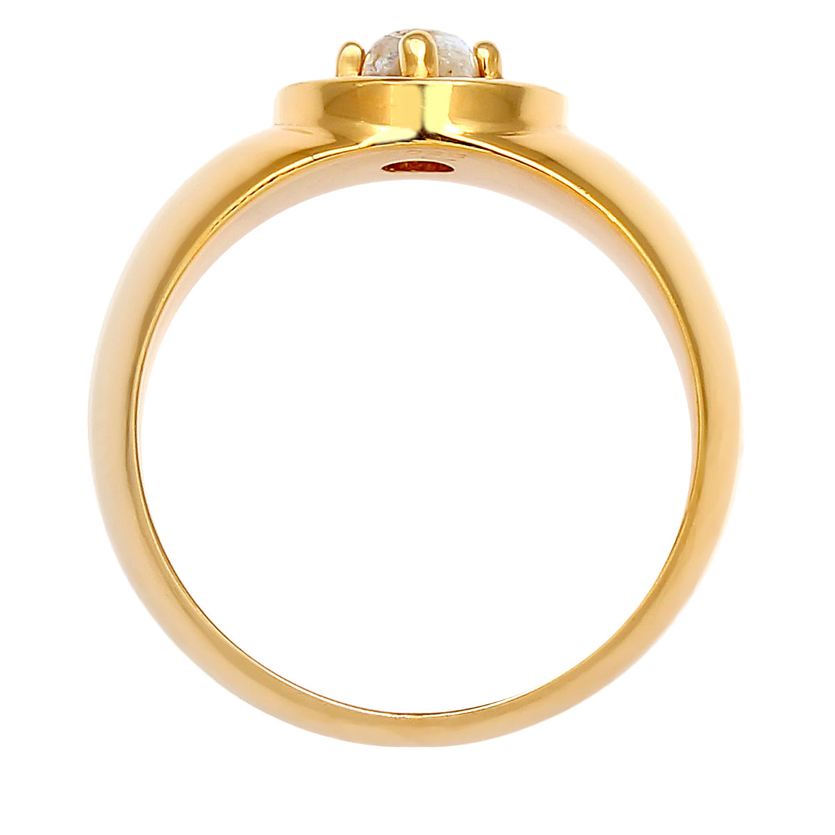 Gold - Elli PREMIUM | Siegelring | Labradorit ( Grau ) | 925 Sterling Silber vergoldet