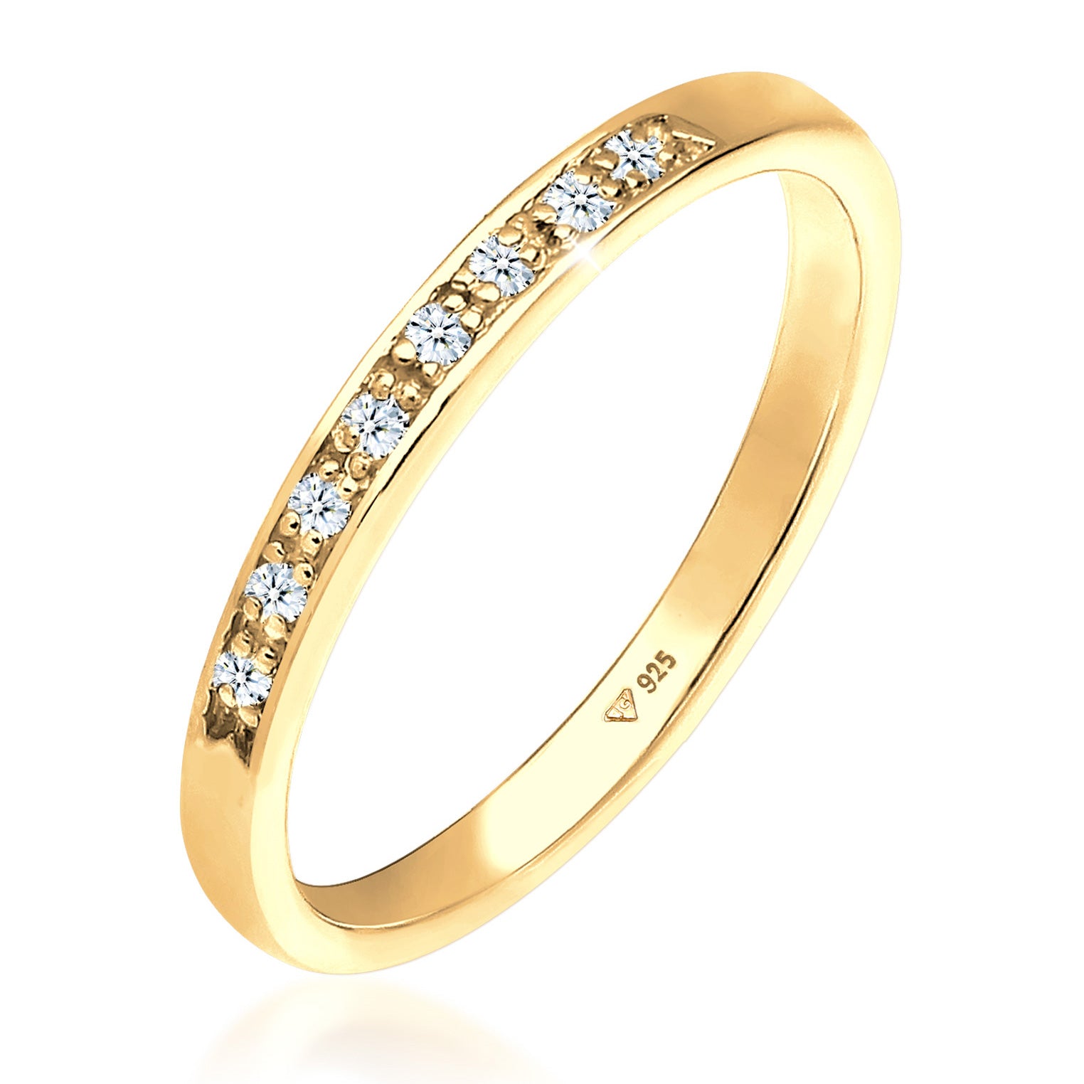 Gelb - Elli DIAMONDS | Bandring | Diamant ( Weiß, 0,04 ct ) | 925 Sterling Silber vergoldet