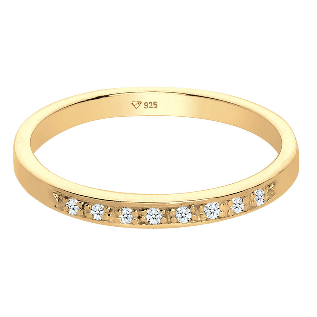 Gelb - Elli DIAMONDS | Bandring | Diamant ( Weiß, 0,04 ct ) | 925 Sterling Silber vergoldet