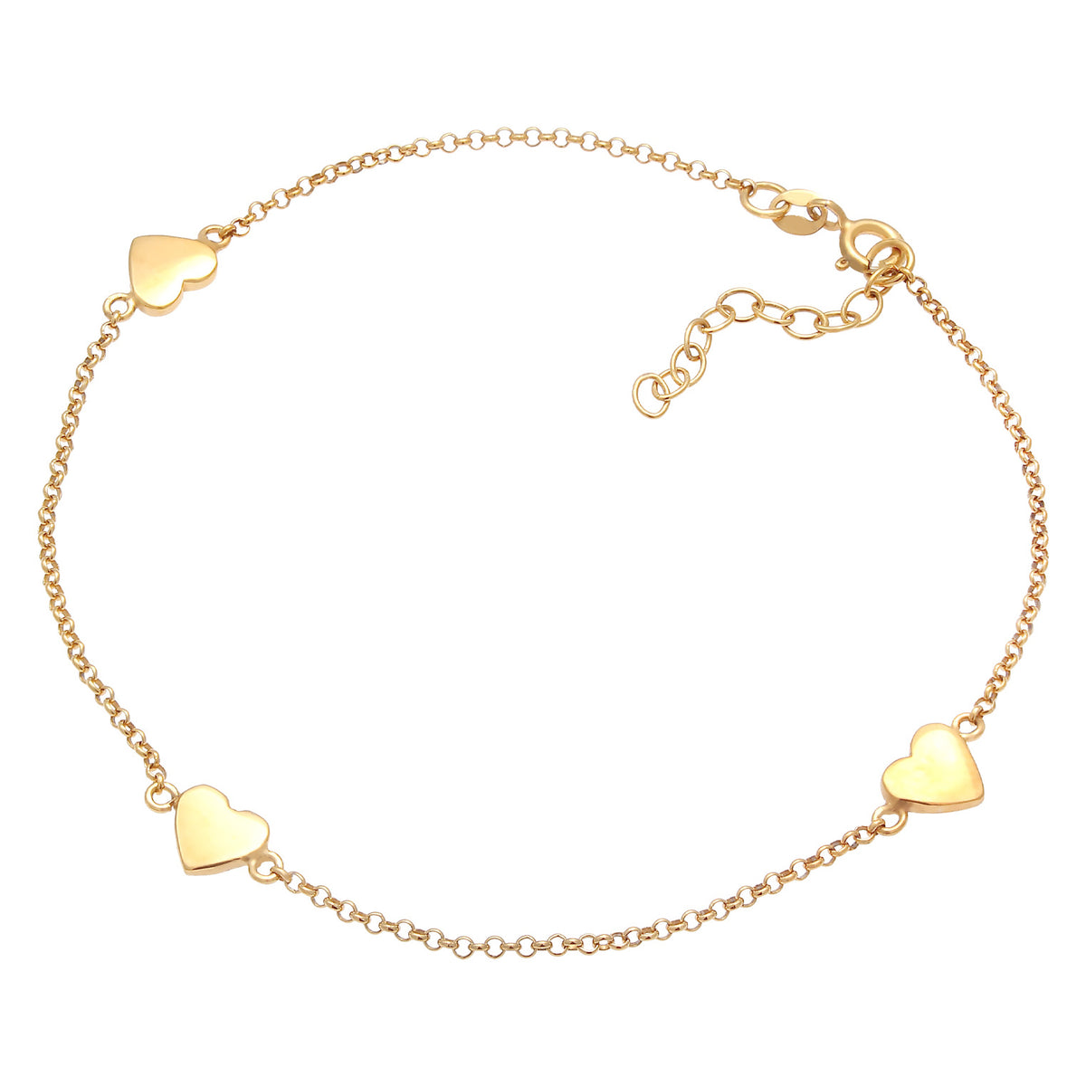 Gold - Nenalina | Fußkettchen Herz | 925 Sterling Silber vergoldet