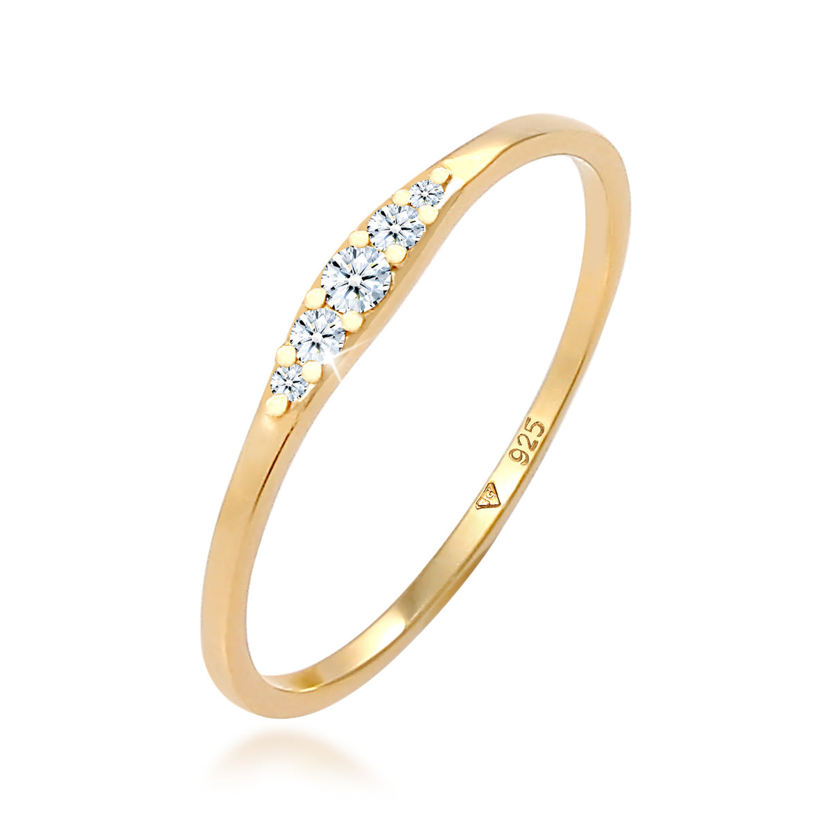 Gold - Elli DIAMONDS | Verlobungsring | Diamant ( Weiß, 0,07 ct ) | 925 Sterling Silber vergoldet