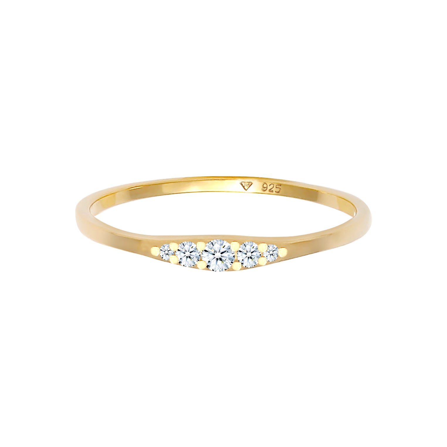 Gold - Elli DIAMONDS | Verlobungsring | Diamant ( Weiß, 0,07 ct ) | 925 Sterling Silber vergoldet