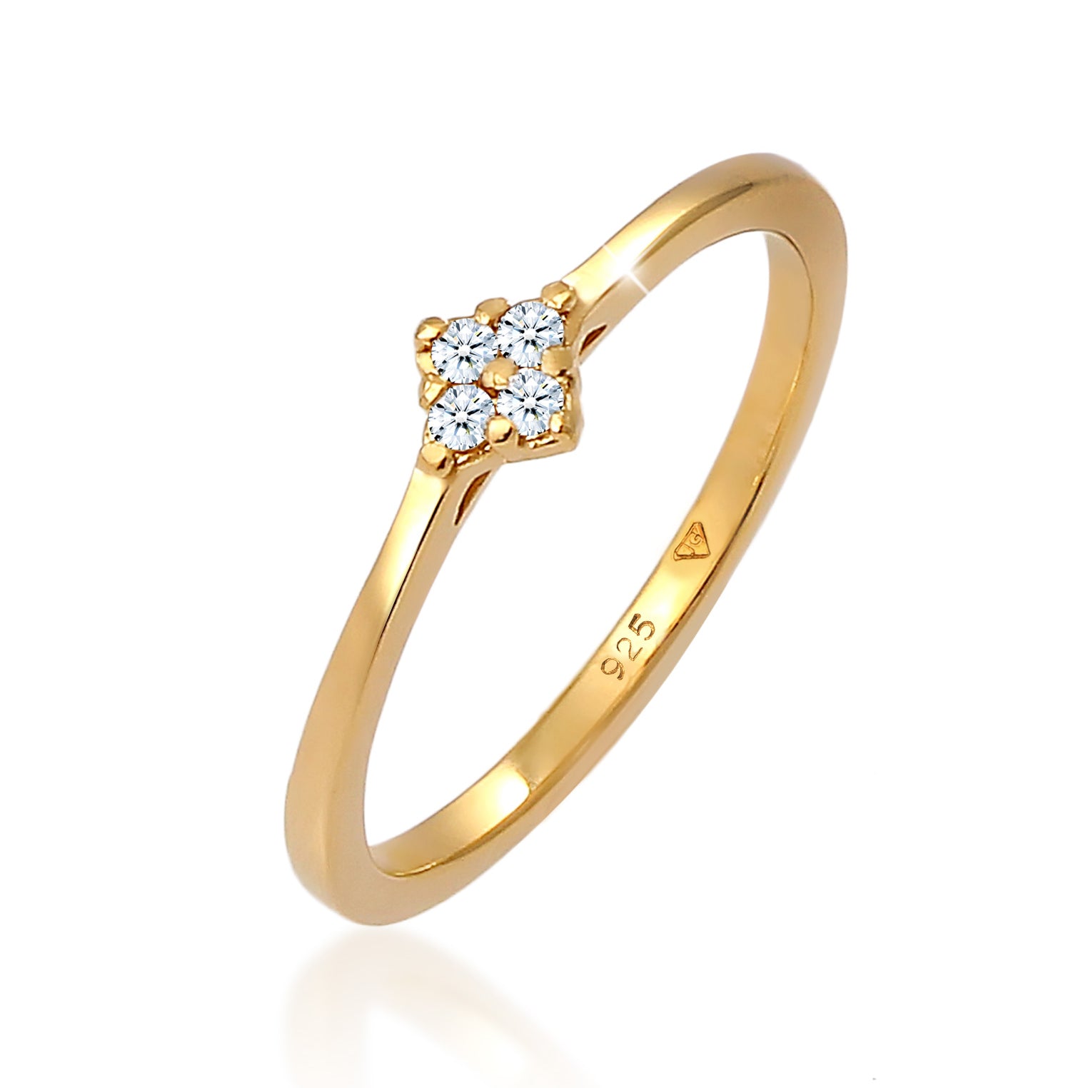 Gold - Elli DIAMONDS | Verlobungsring | Diamant ( Weiß, 0,06 ct ) | 925 Sterling Silber vergoldet