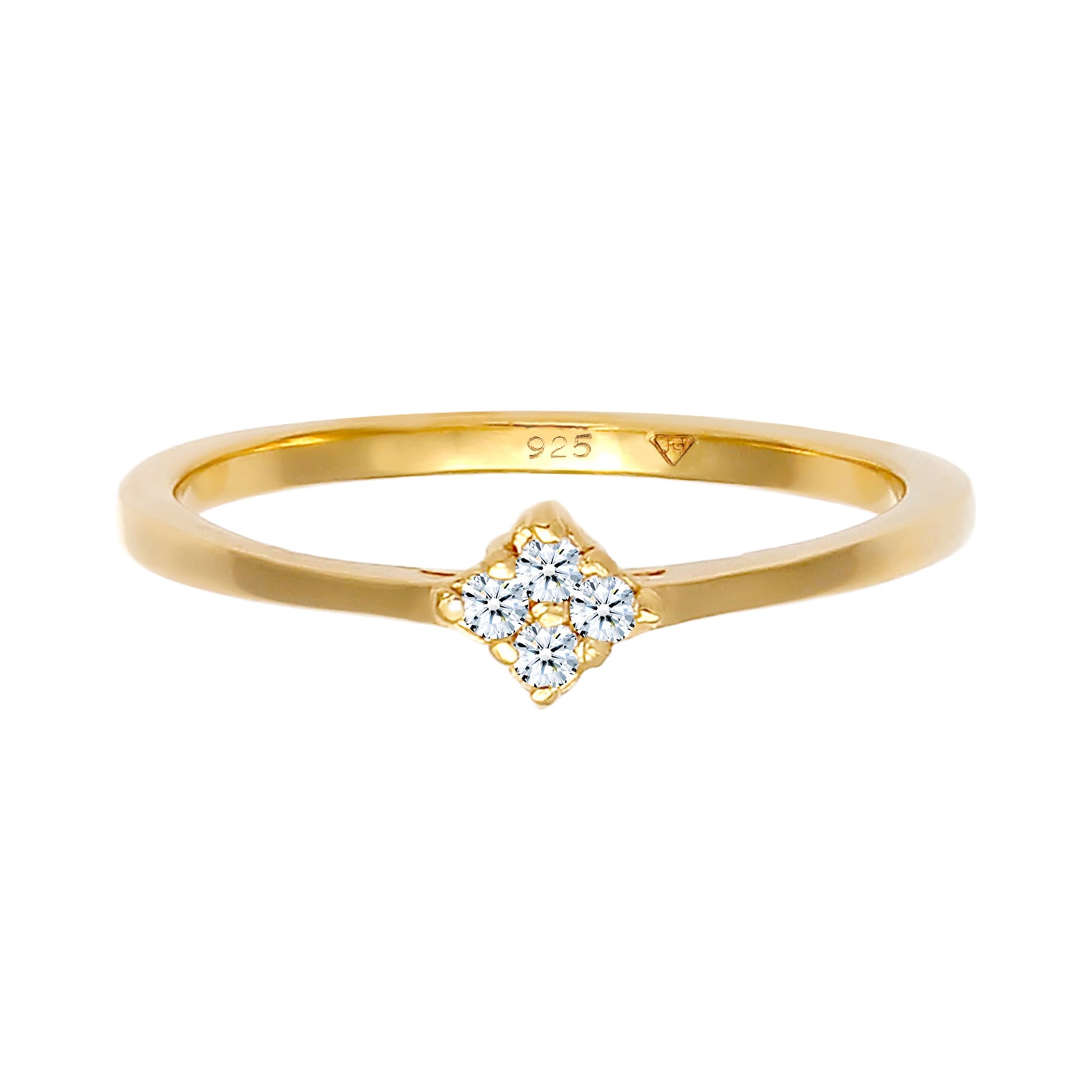 Gold - Elli DIAMONDS | Verlobungsring | Diamant ( Weiß, 0,06 ct ) | 925 Sterling Silber vergoldet