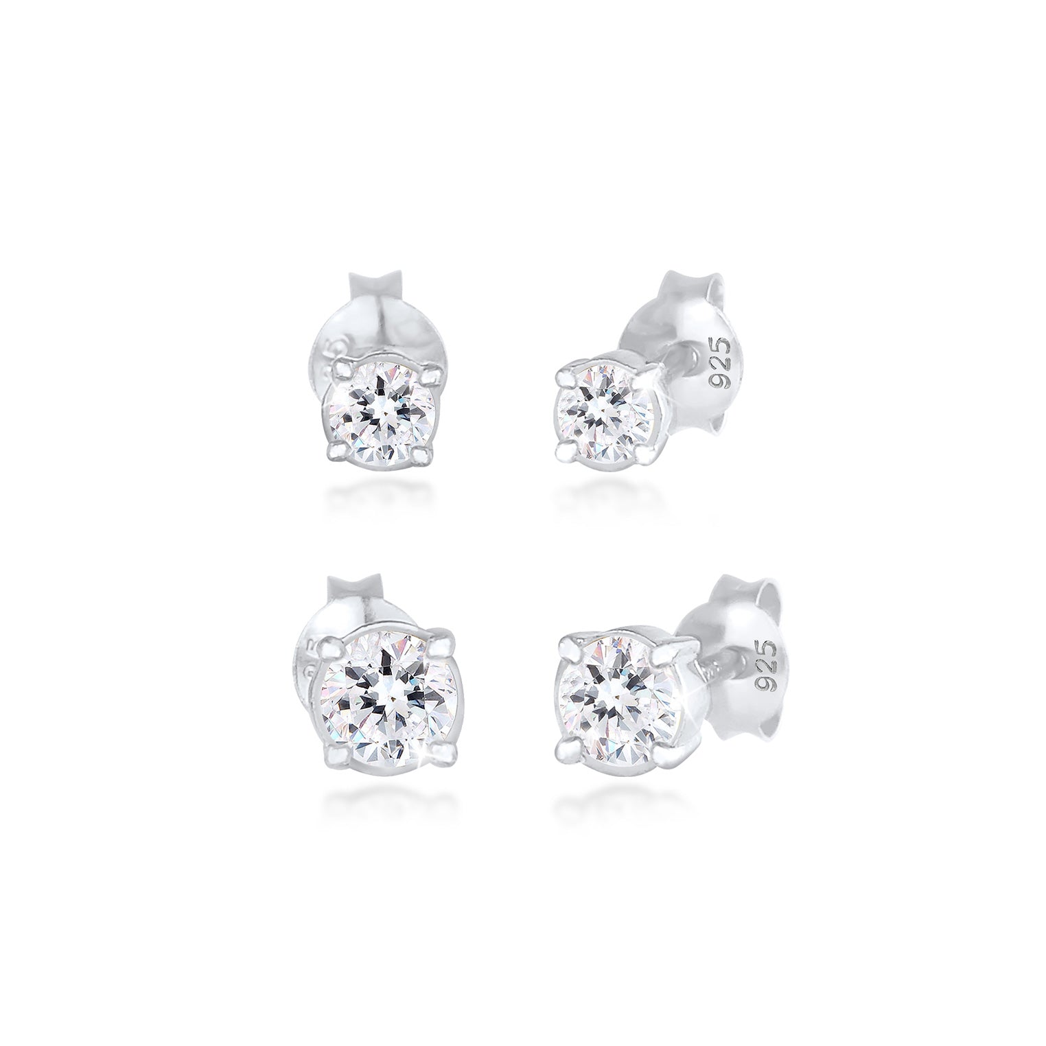 Silber - Elli | Ohrringset | Kristall ( Weiß ) | 925er Sterling Silber