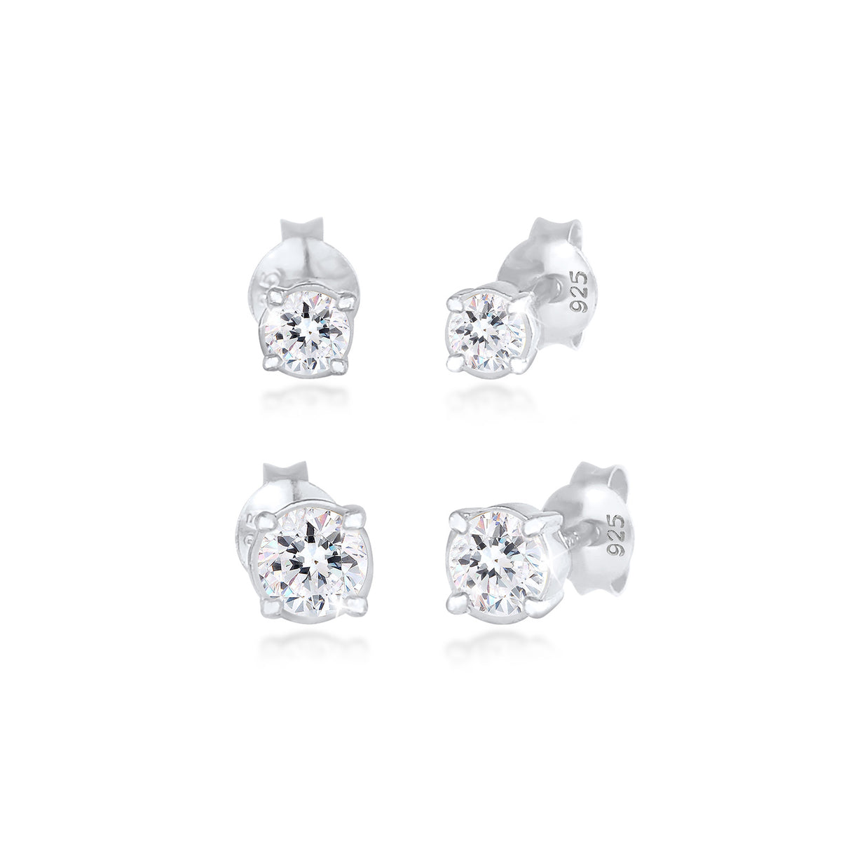 Silber - Elli | Ohrringset | Kristall ( Weiß ) | 925er Sterling Silber