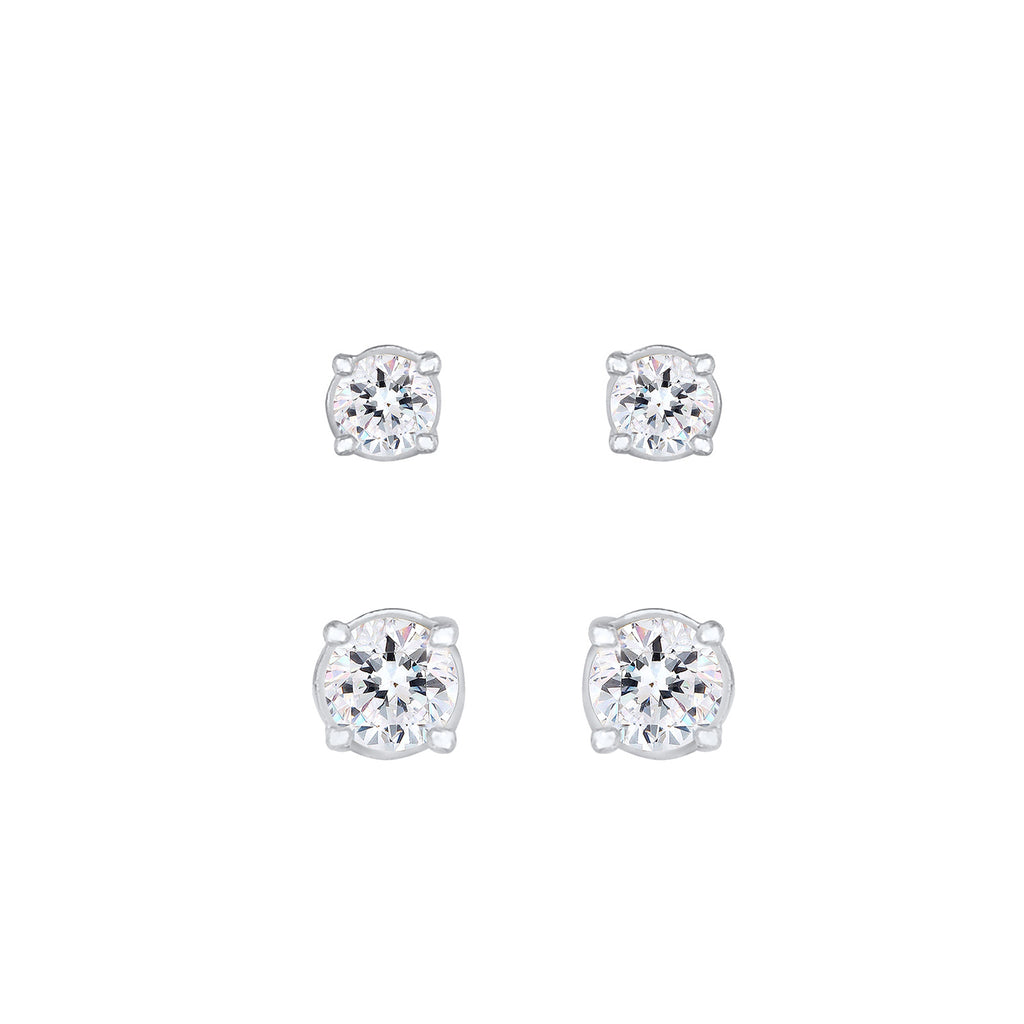 Silber - Elli | Ohrringset | Kristall ( Weiß ) | 925er Sterling Silber