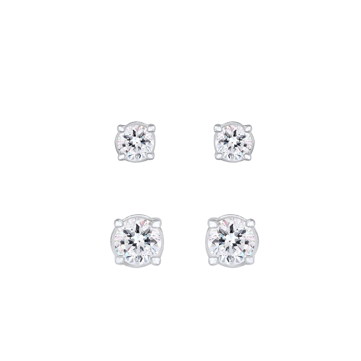 Silber - Elli | Ohrringset | Kristall ( Weiß ) | 925er Sterling Silber