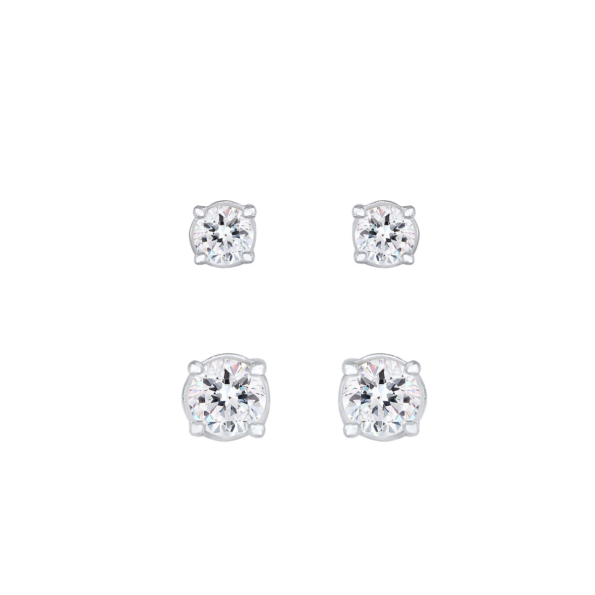 Silber - Elli | Ohrringset | Kristall ( Weiß ) | 925er Sterling Silber