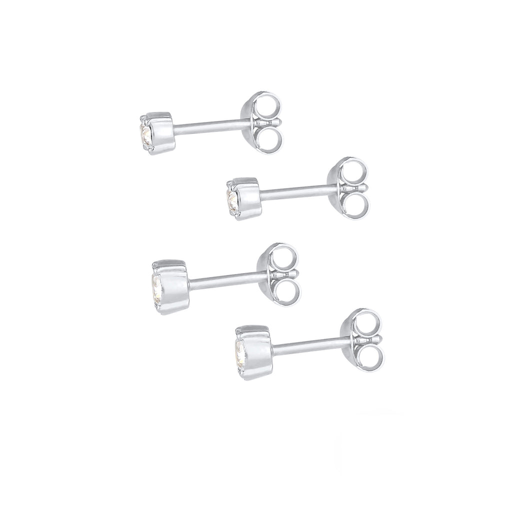 Silber - Elli | Ohrringset | Kristall ( Weiß ) | 925er Sterling Silber