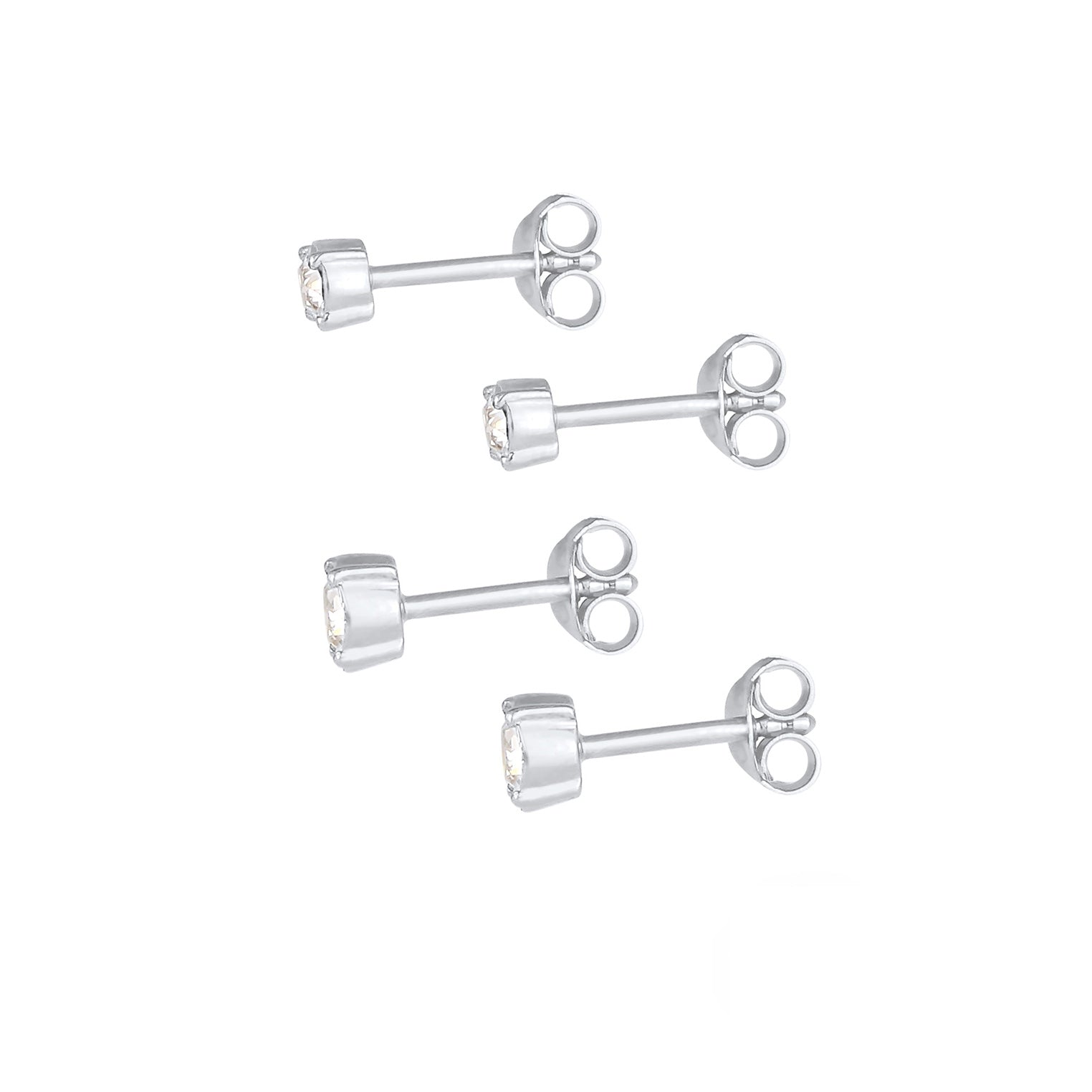Silber - Elli | Ohrringset | Kristall ( Weiß ) | 925er Sterling Silber