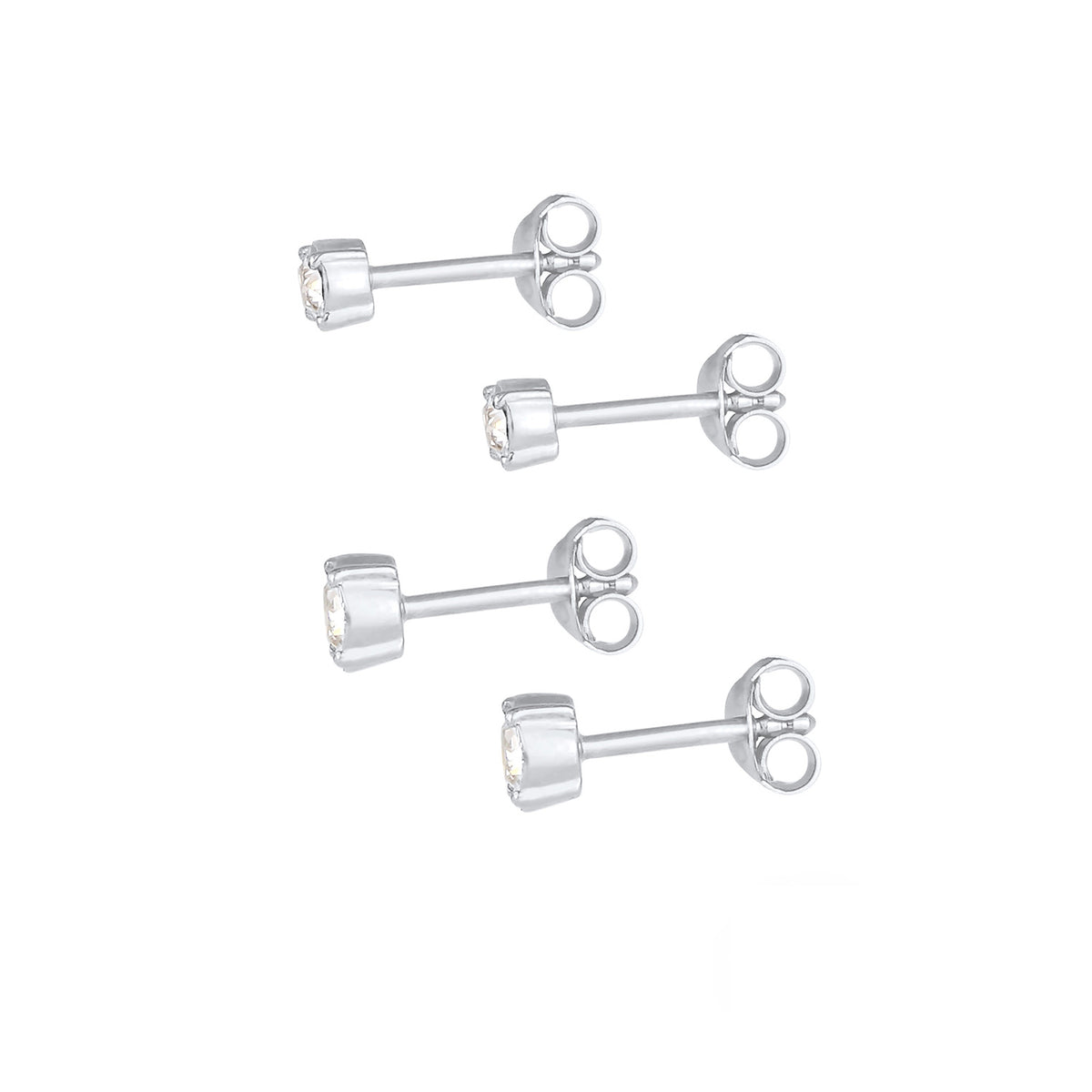 Silber - Elli | Ohrringset | Kristall ( Weiß ) | 925er Sterling Silber