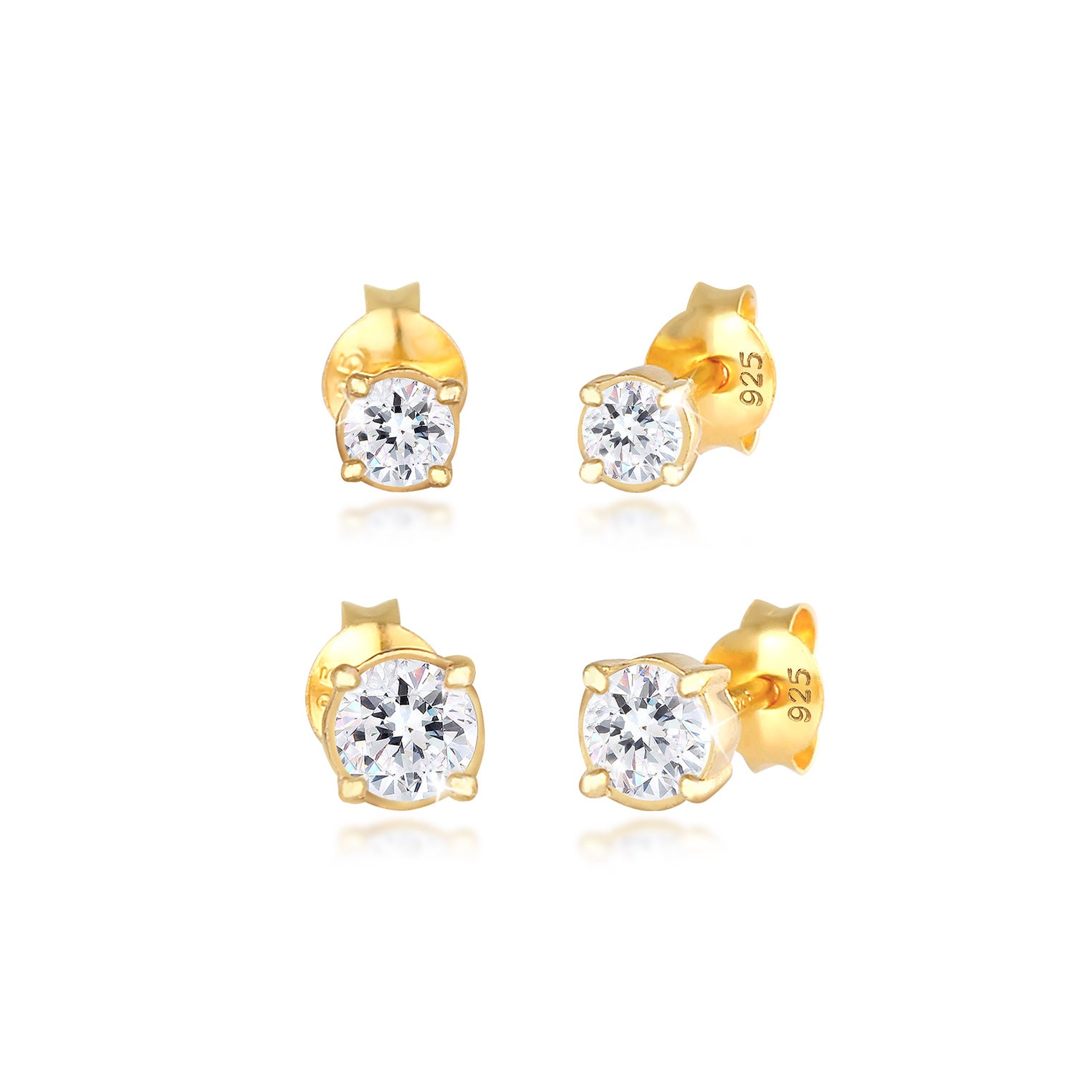 Gold - Elli | Ohrringset | Mit Kristallen von Swarovski® (Weiß) | 925 Sterling Silber vergoldet