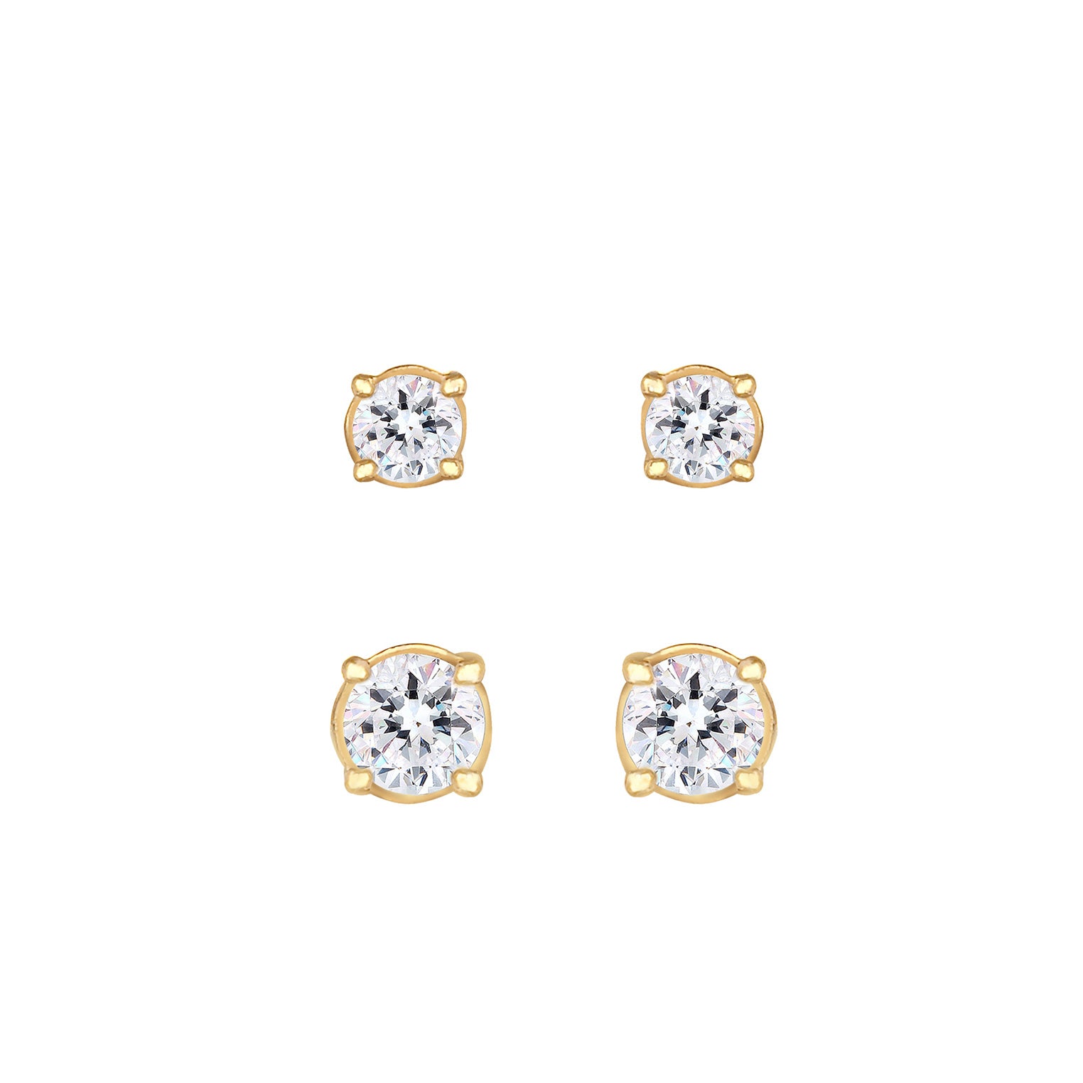 Gold - Elli | Ohrringset | Mit Kristallen von Swarovski® (Weiß) | 925 Sterling Silber vergoldet