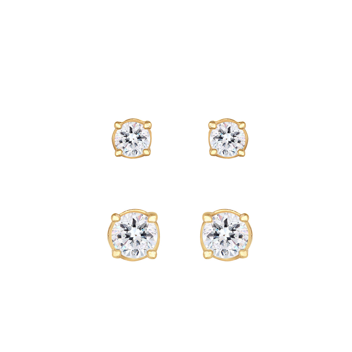 Gold - Elli | Ohrringset | Mit Kristallen von Swarovski® (Weiß) | 925 Sterling Silber vergoldet