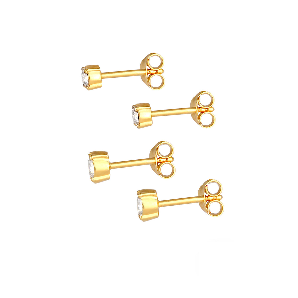 Gold - Elli | Ohrringset | Mit Kristallen von Swarovski® (Weiß) | 925 Sterling Silber vergoldet