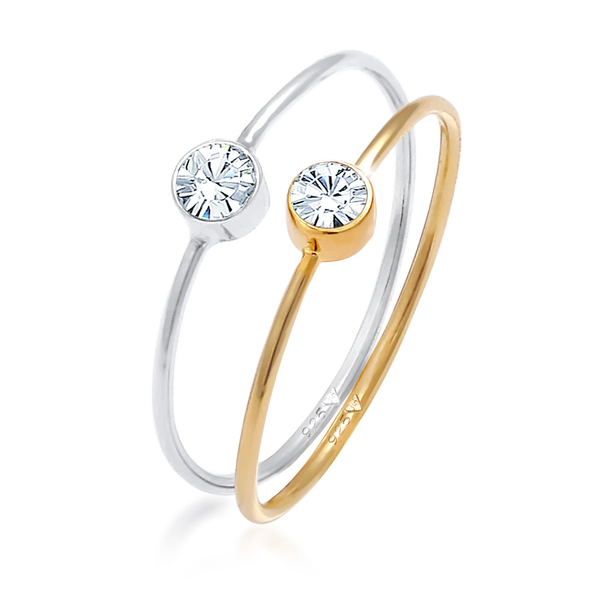 Silber - Elli | Ring | Kristall ( Weiß ) | 925 Sterling Silber vergoldet