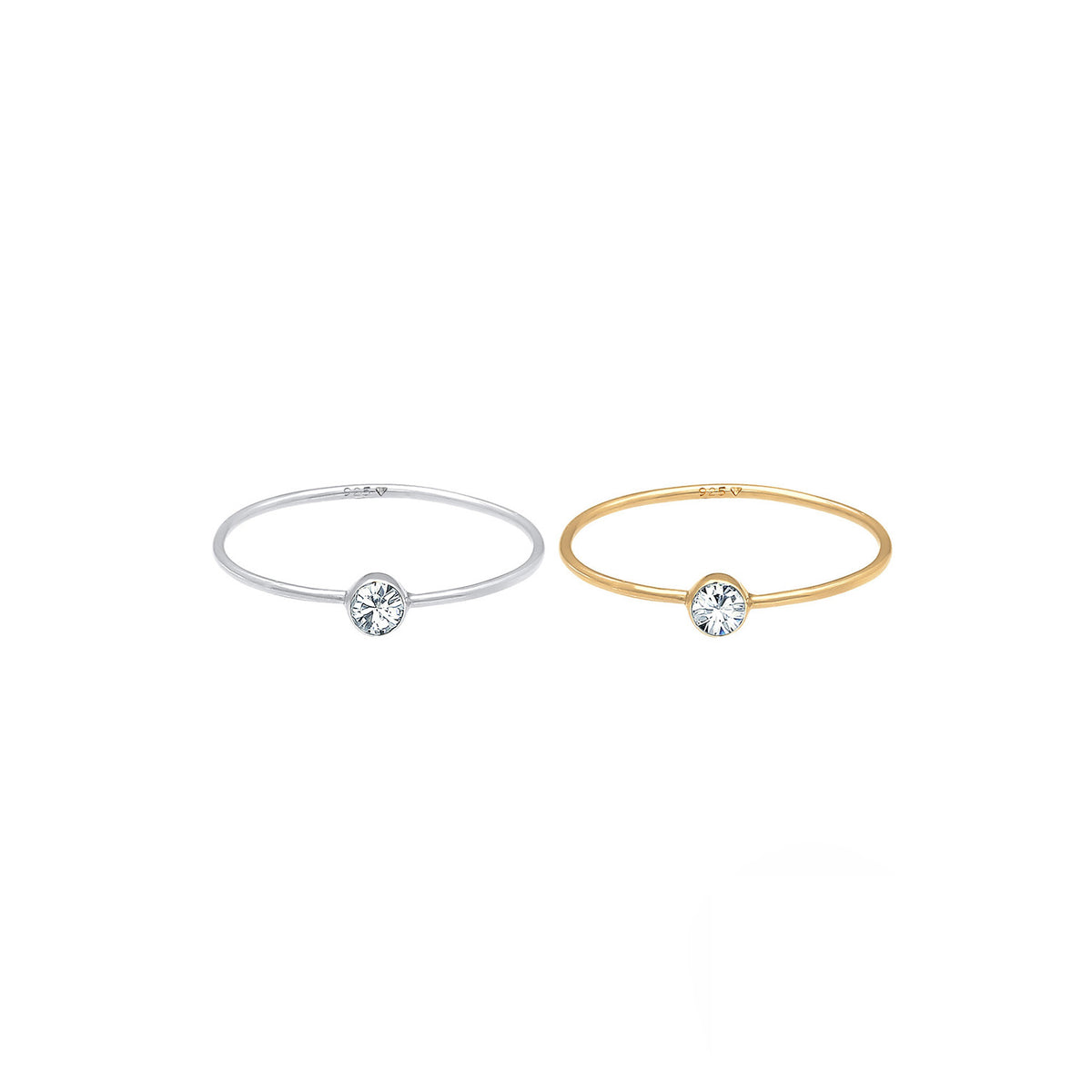 Silber - Elli | Ring | Kristall ( Weiß ) | 925 Sterling Silber vergoldet