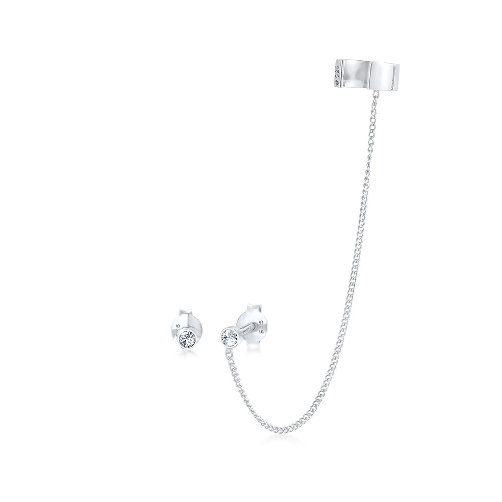 Silber - Elli | Ohrstecker | Mit Kristallen von Swarovski® (Weiß) | 925er Sterling Silber