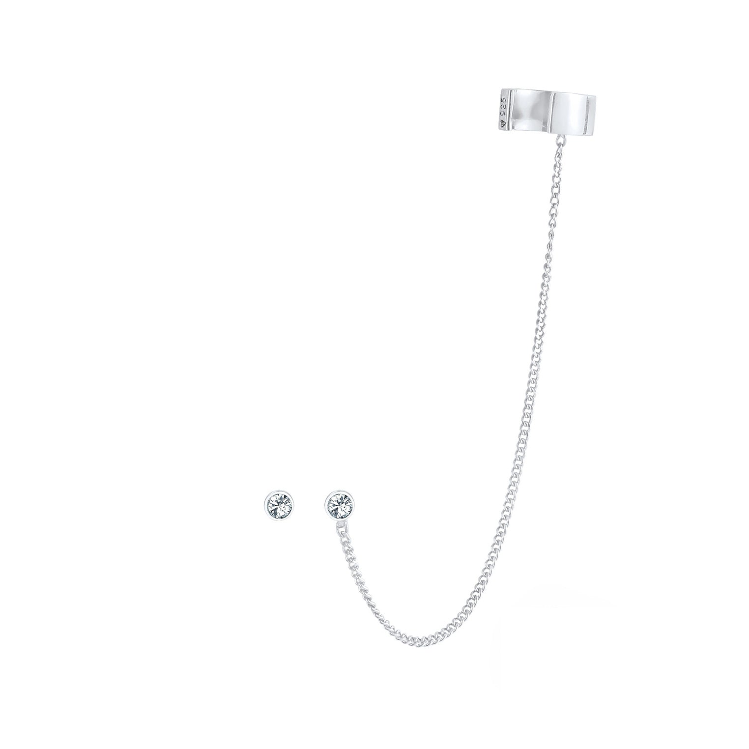 Silber - Elli | Ohrstecker | Mit Kristallen von Swarovski® (Weiß) | 925er Sterling Silber