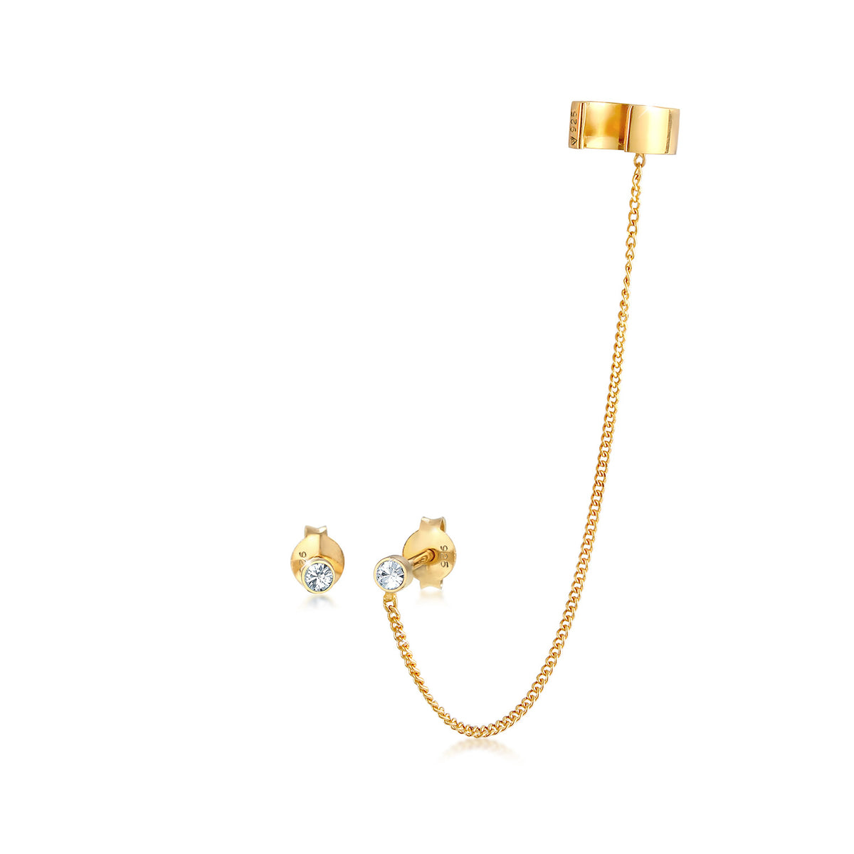 Gold - Elli | Ohrstecker | Mit Kristallen von Swarovski® (Weiß) | 925 Sterling Silber vergoldet