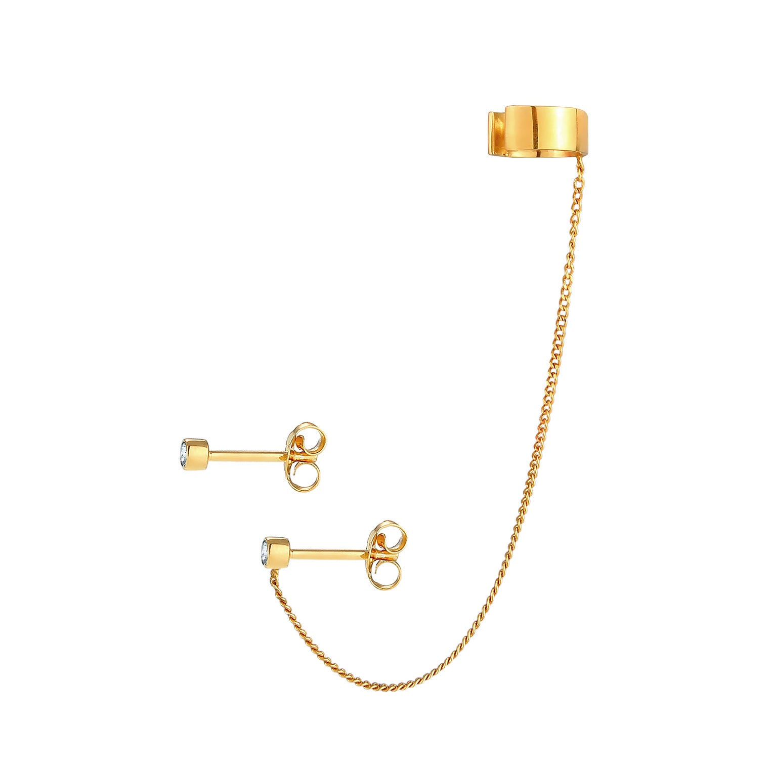 Gold - Elli | Ohrstecker | Mit Kristallen von Swarovski® (Weiß) | 925 Sterling Silber vergoldet