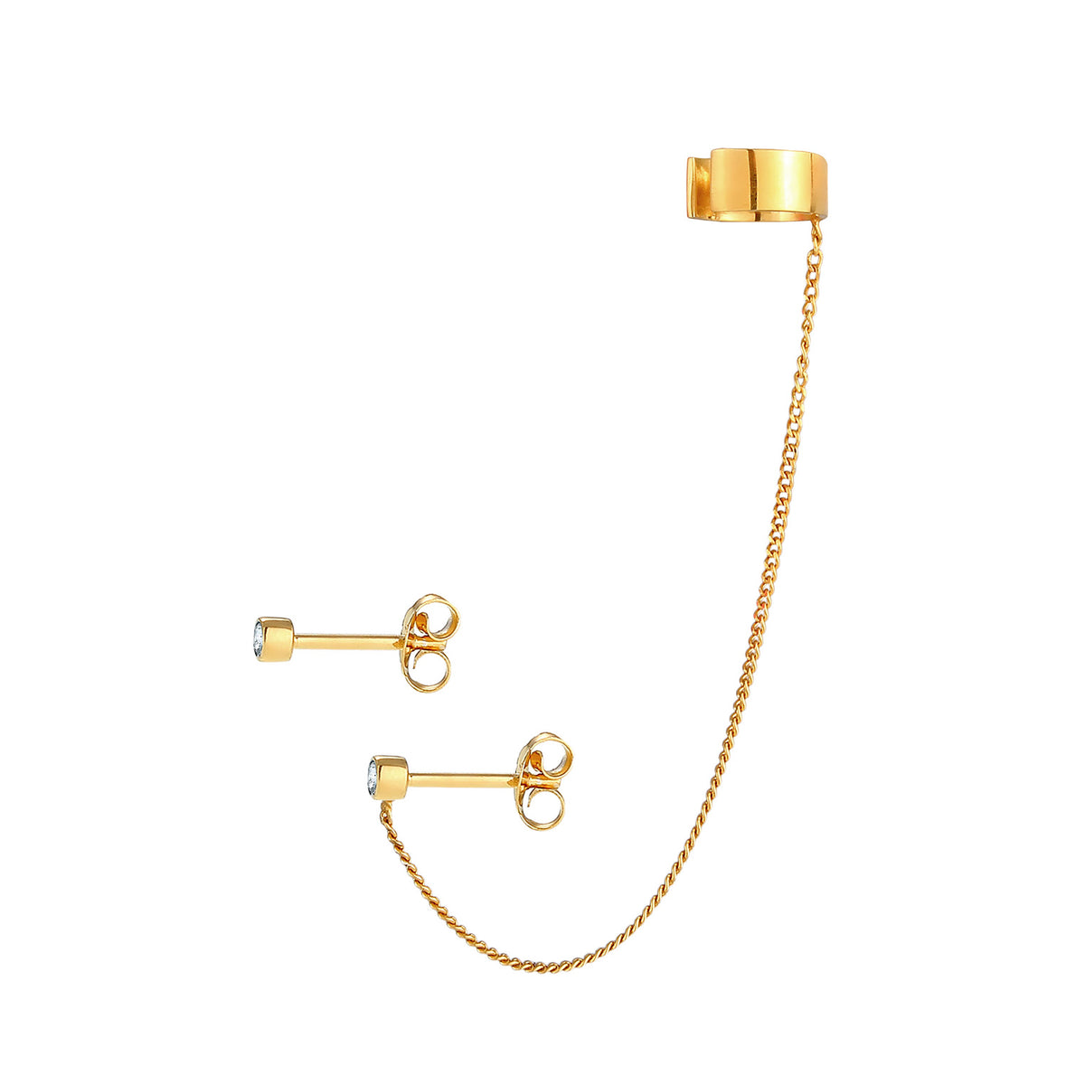 Gold - Elli | Ohrstecker | Mit Kristallen von Swarovski® (Weiß) | 925 Sterling Silber vergoldet