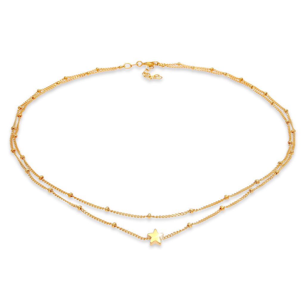 Gold - Elli | Kugel-Choker Stern | 925 Sterling Silber vergoldet