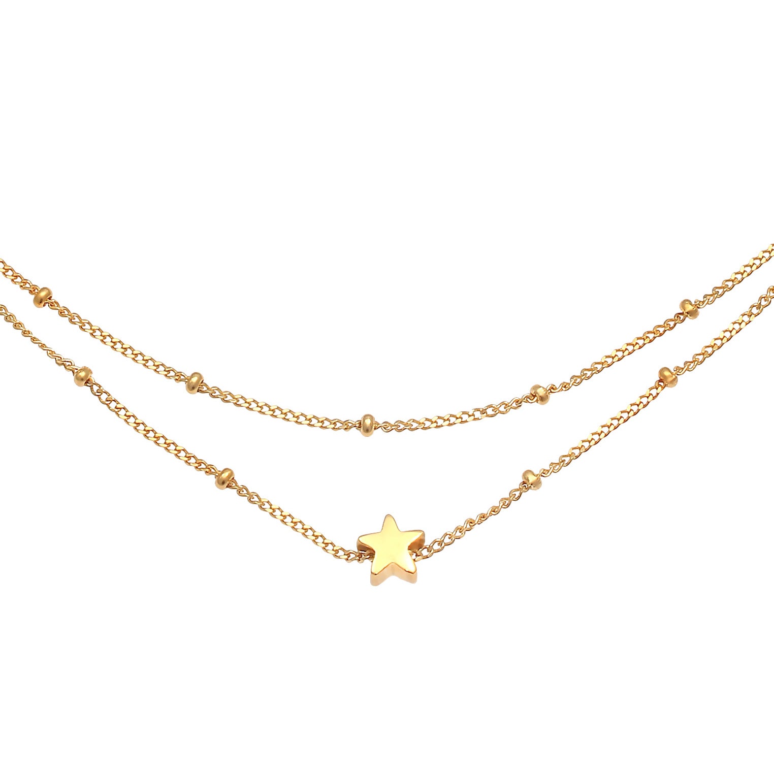 Gold - Elli | Kugel-Choker Stern | 925 Sterling Silber vergoldet