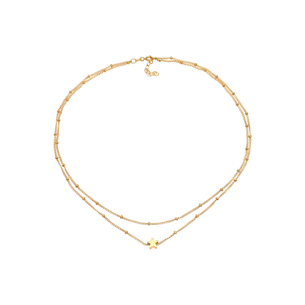 Gold - Elli | Kugel-Choker Stern | 925 Sterling Silber vergoldet