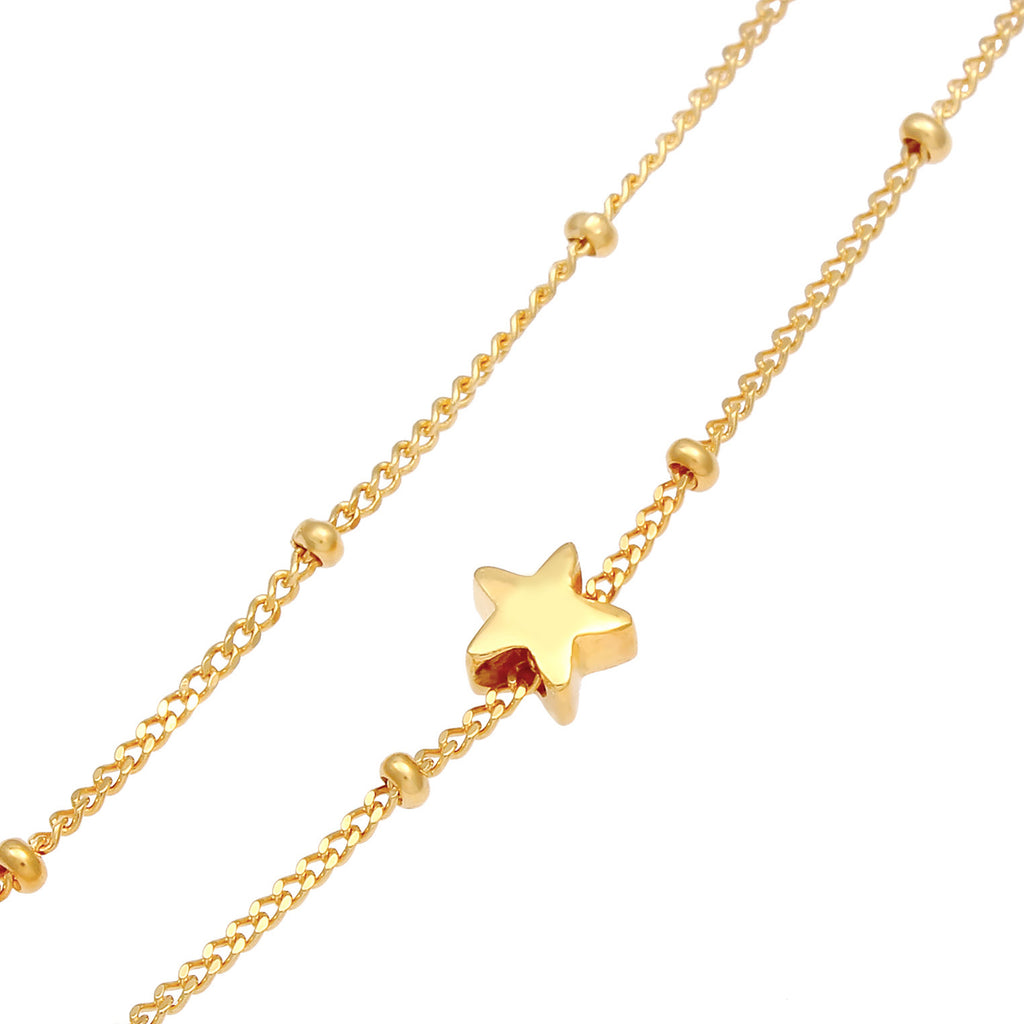 Gold - Elli | Kugel-Choker Stern | 925 Sterling Silber vergoldet