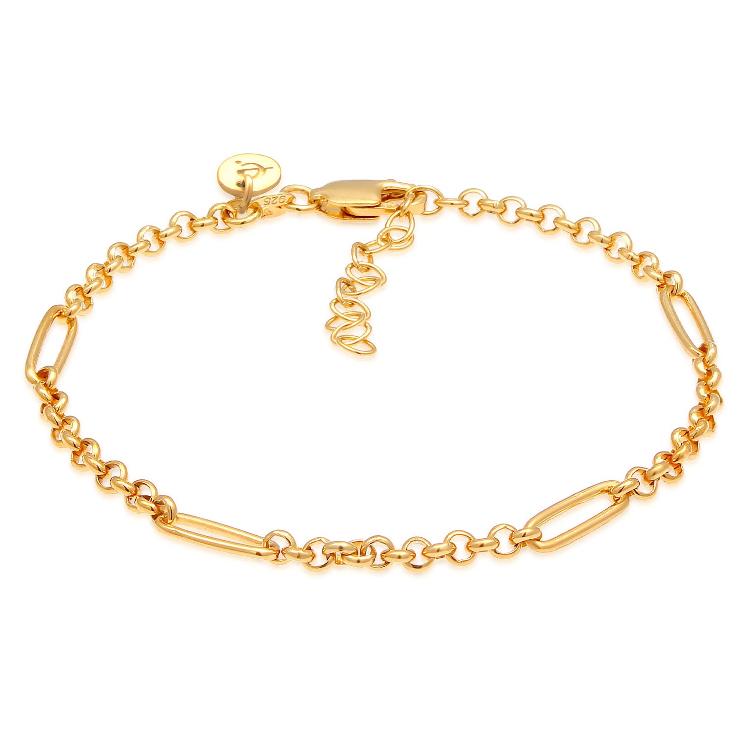 Gold - Elli PREMIUM | Figaro-Armband | 925 Sterling Silber vergoldet