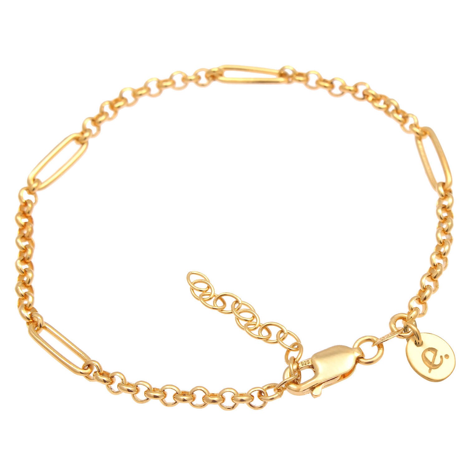 Gold - Elli PREMIUM | Figaro-Armband | 925 Sterling Silber vergoldet