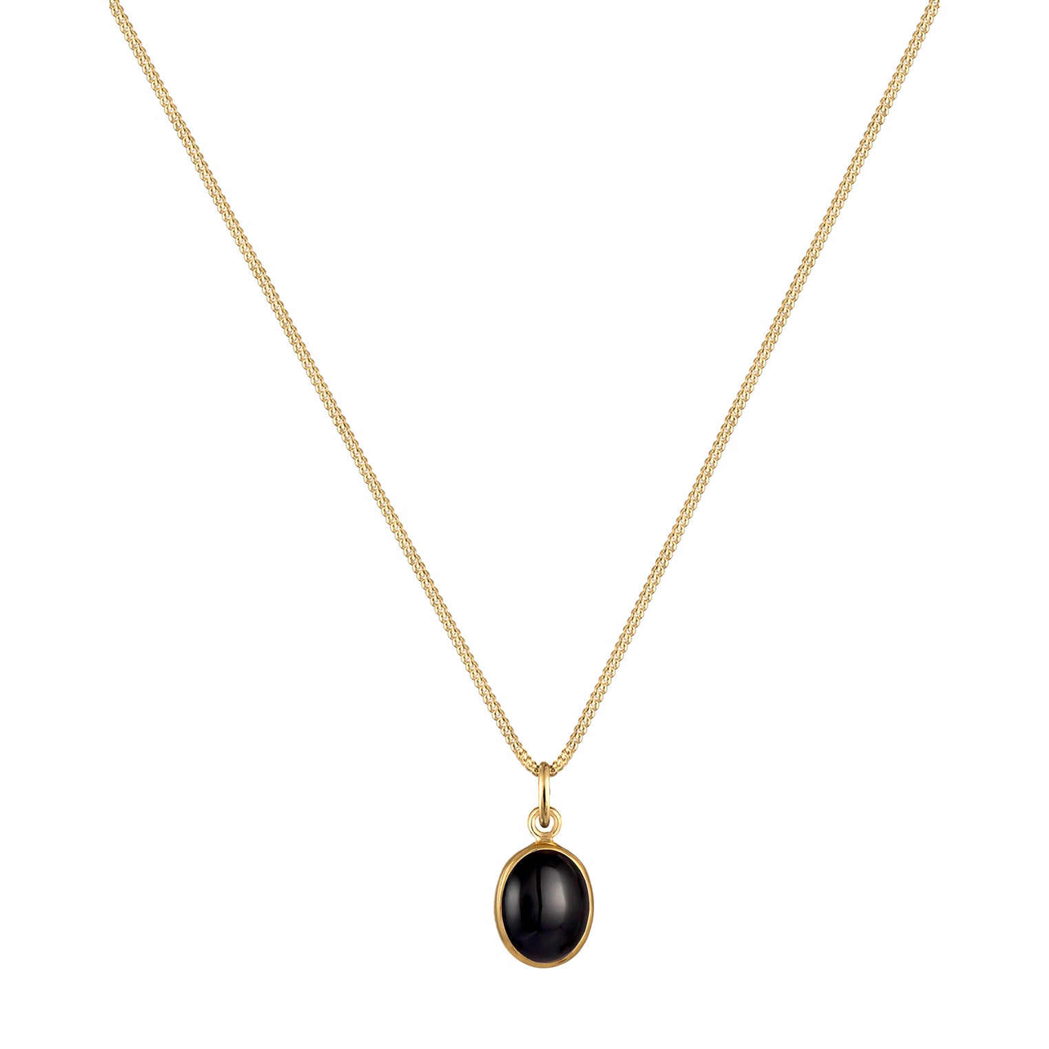 Gold - Elli | Halskette | Onyx (Schwarz) | 925 Sterling Silber vergoldet